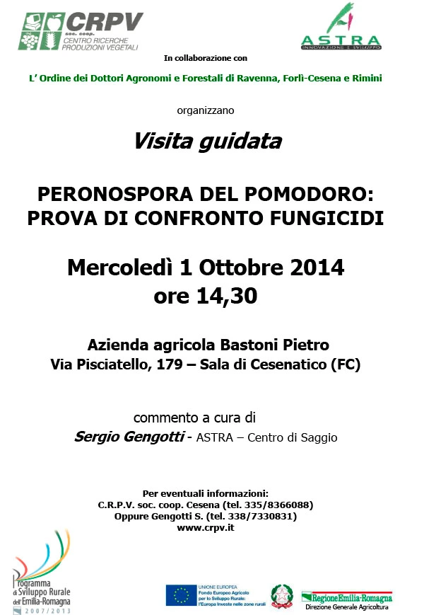 Locandina Visita guidata Peronospora pomodoro 2014